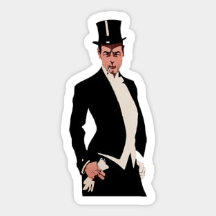 Man in top hat, smoking and wearing white gloves Sticker